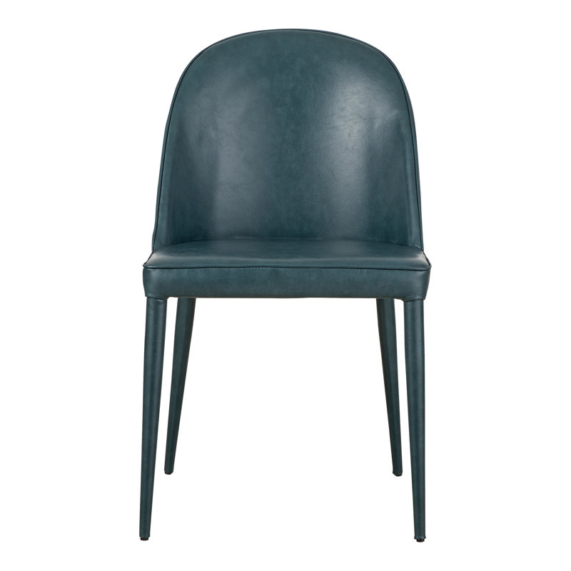 Upholstered Side Chair in Grey, Dark Teal Faux Leather