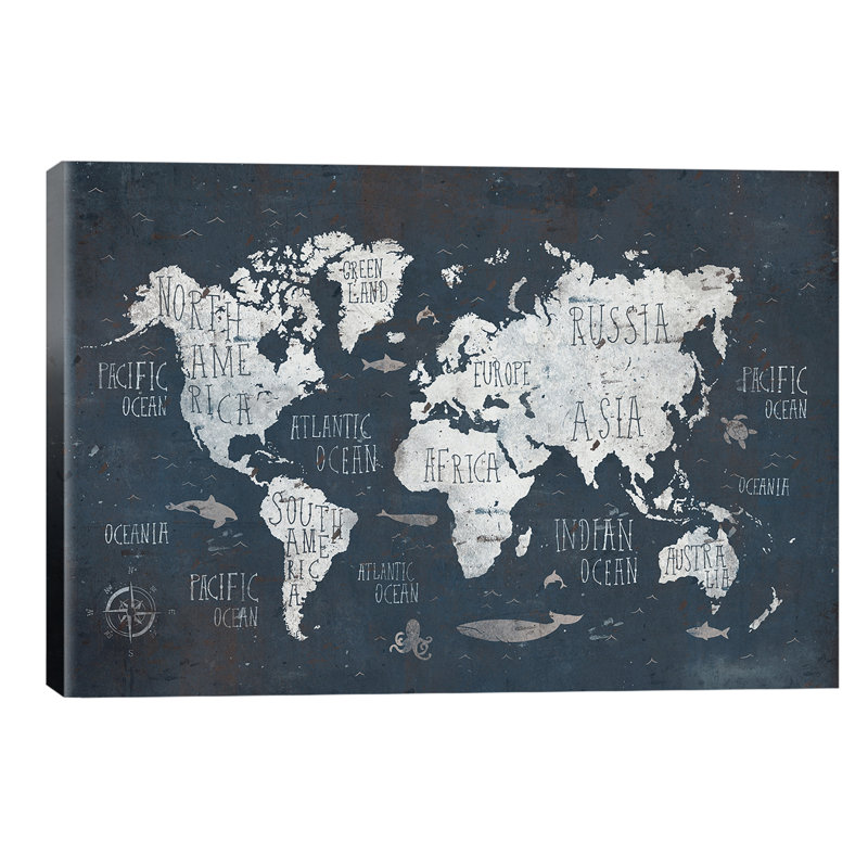 World Map by Mike Koubou - Wrapped Canvas Print, 30.48 cm H x 45.72 cm W