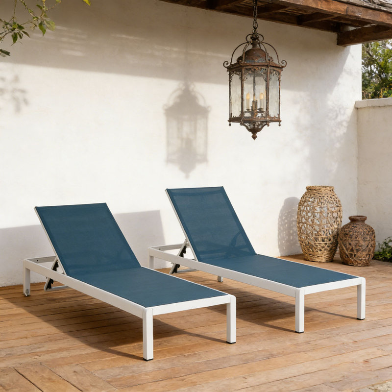 CHAISE LOUNGE, White+Blue