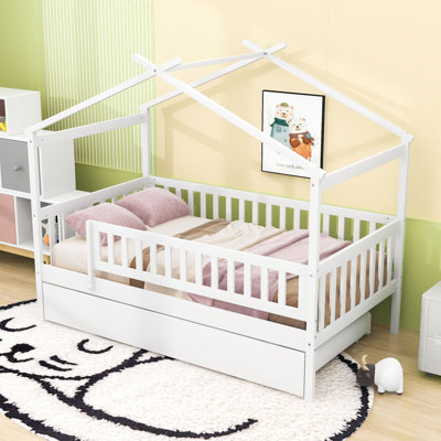 Lit simple en bois avec lit gigogne simple