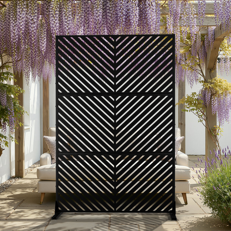 Écran d'intimité en métal - 4 pi x 6 pi, autoportant ou mural, polyvalent pour l'intérieur et l'extérieur, Noir