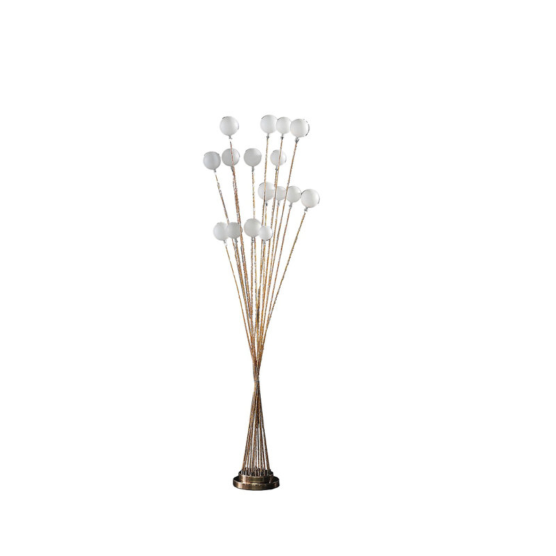 61.5" In 16-Light Acrylic Globe Aluminun Led Chrysanthe Metal Floor Lamp, Yellow