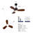 36" Wood Ceiling Fan With Lights Remote Control,Quiet DC Motor 3 Blade Ceiling Fans For Patio Living Room, Bedroom, Office,Indoor Outdoor(Black+Dark Walnut)