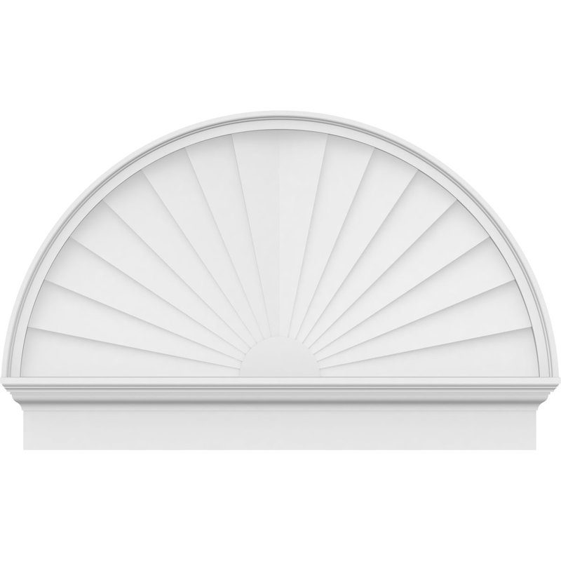Demi-cercle à fronton en PVC de qualité architecturale Sunburst, H 27 3/4 po x l 42 po x P 2 3/4 po