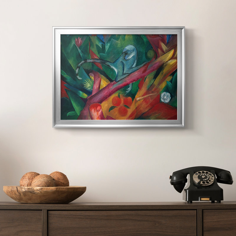 Le singe -Franz Marc -1912, Toile avec cadre, Argent, 18,5 x 24,5