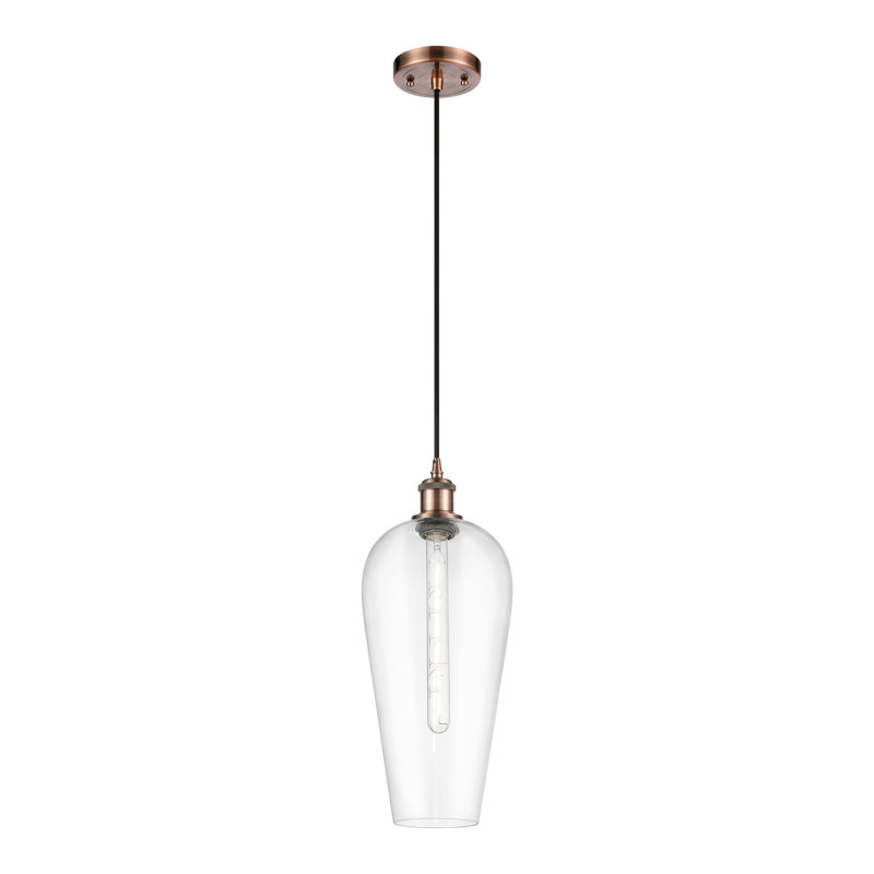 Mini-luminaire suspendu 1 lumière Ballston - Amiina, Clair, Cuivre antique