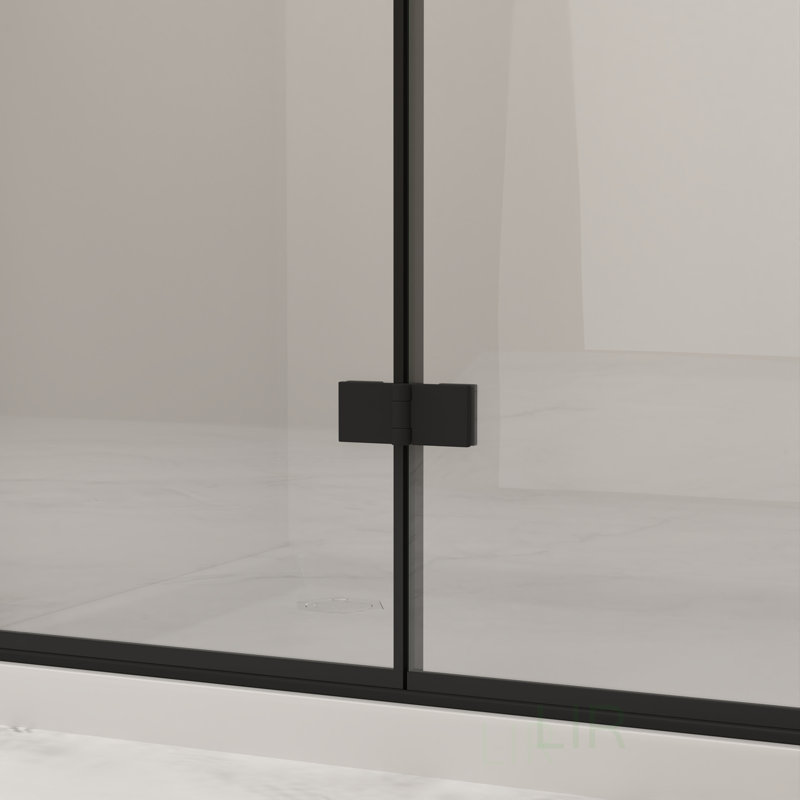 32X72 Inch Bifold Shower Door, Tempered Glass With Explosion Proof Film, Matte Black Frame For Modern Bathrooms, Shower Door