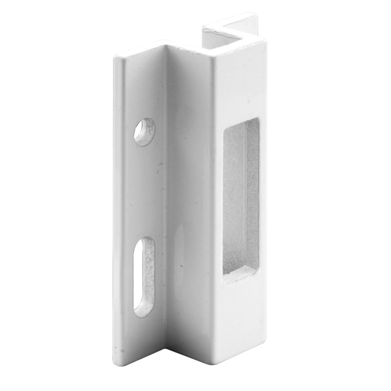 Extruded Aluminum Sliding Door Keeper for Hook Style Latch, White (Single Pack)