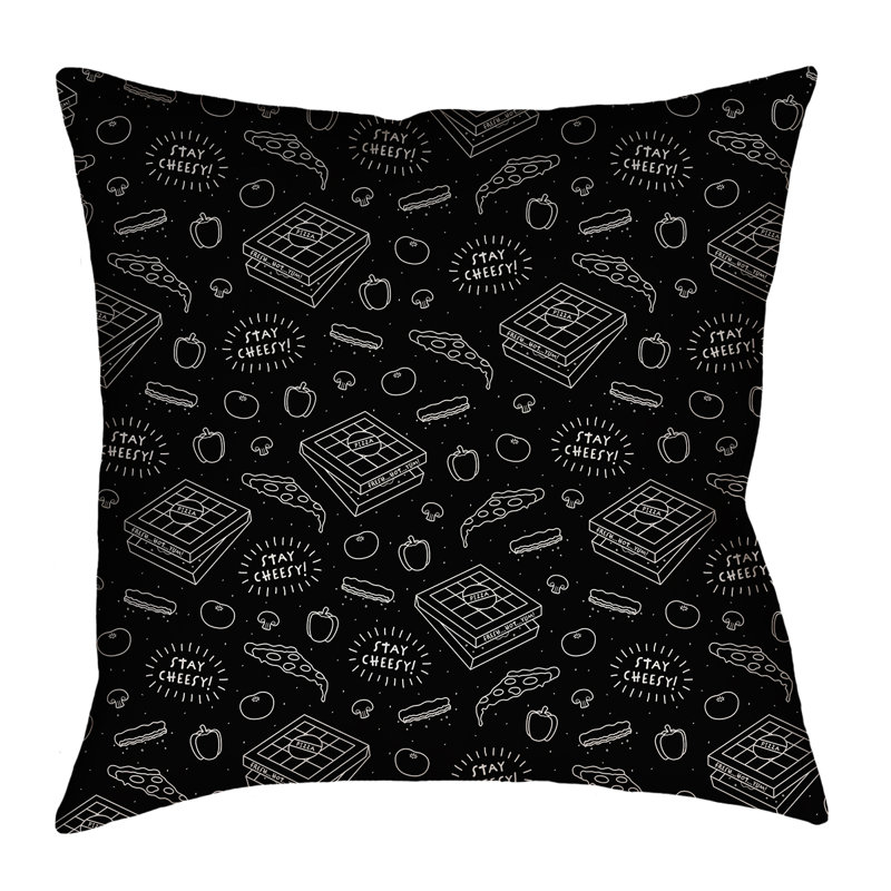 Housse de coussin Katelyn Elizabeth, 14 po x 14 po, Noir / blanc, Polyester
