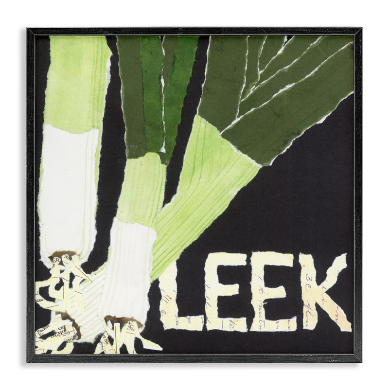Collage de poireaux, giclée encadrée par Nancy Overton, Giclée encadrée noir minuit, H 12 po x l 12 po