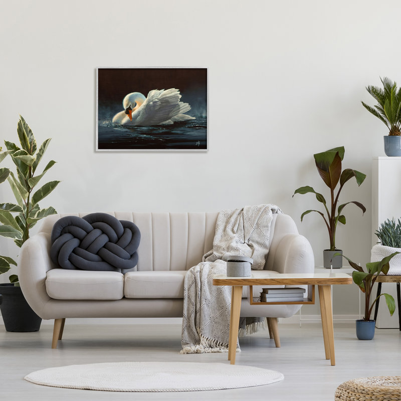 " Moonlit Swan Painting " by Mark Kelso Painting Print, 24" H x 30" W x 1.5" D