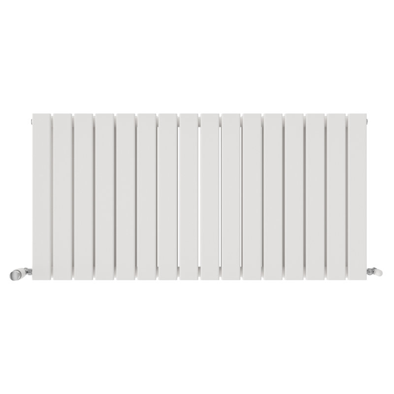 iBathUK Belgravia Horizontal Double Slim Flat Panel Radiator (KDW229), 60cm H x 121.6cm W x 6.9cm D, White