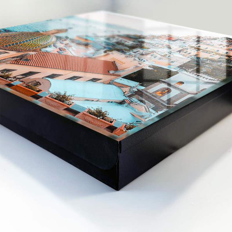 Key storage cabinet, Opens to the right, 30x30x5, Black, An atmospheric town by the blue sea, 