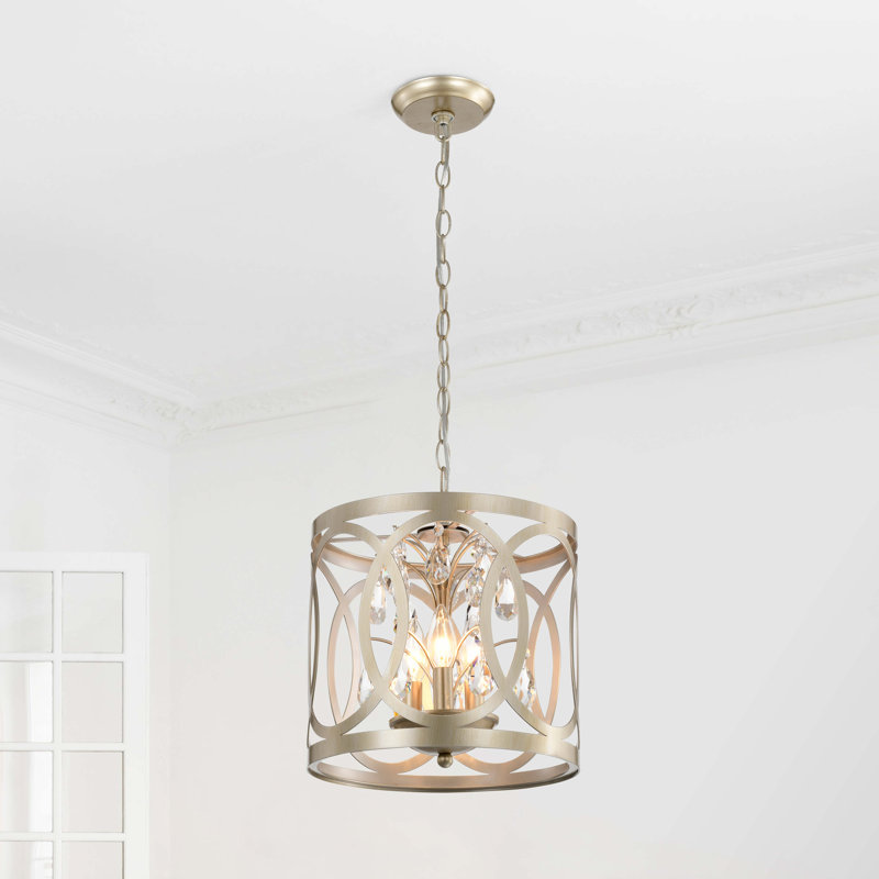 Luminaire suspendu cylindrique unique à 3 lumières de 11,8 po avec détails en cristal Vanetten