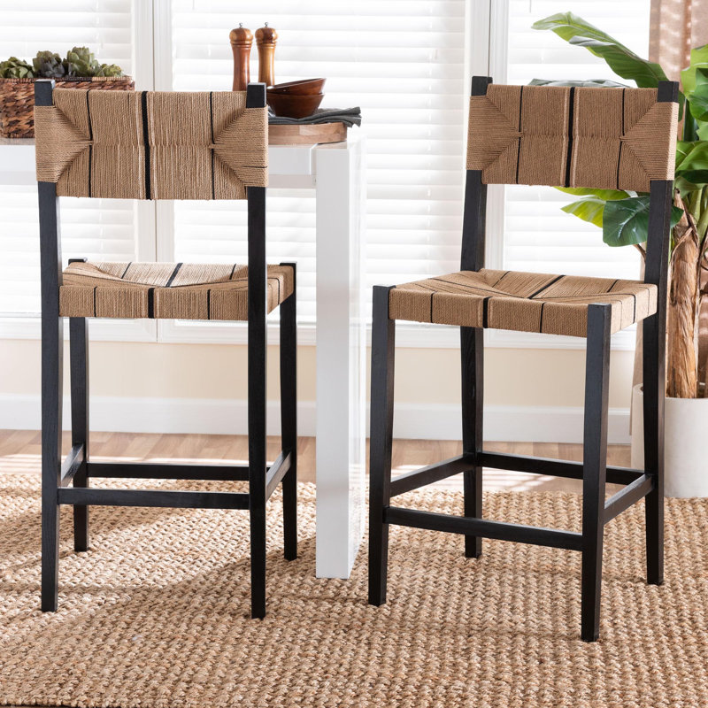 Ensemble de 2 tabourets Brieana bali & pari Prita, Noir, Tabouret de bar (siège d'une hauteur de 29 po)