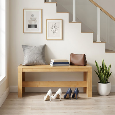 Banc de salle à manger en bambou de 90 cm de large, banc d'intérieur en bois pour chaussures, entrée, salon, chambre