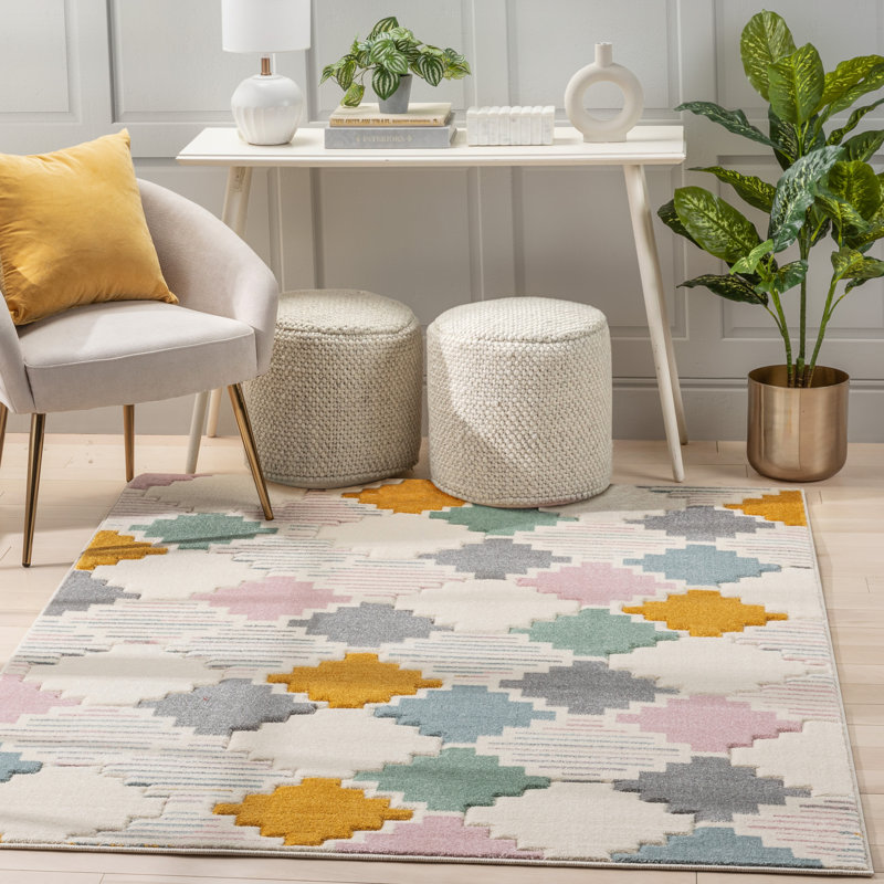 Astrid Geometric Synthetic Area Rug, Rectangle 120 x 160 cm