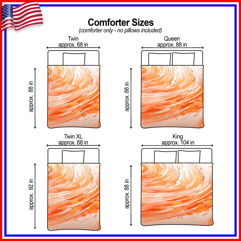Orange Swirl Abstract Comforter, Queen