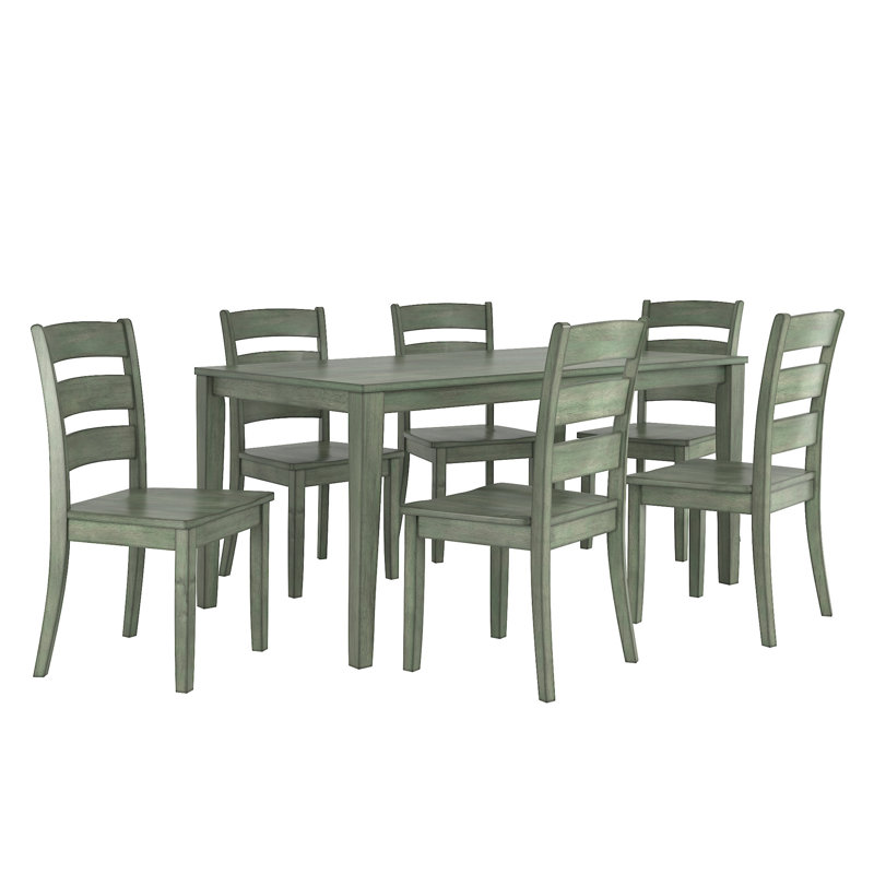 Alexa-Mae 6 - Person Solid Wood Top Four Leg Dining Set, Antique Sage