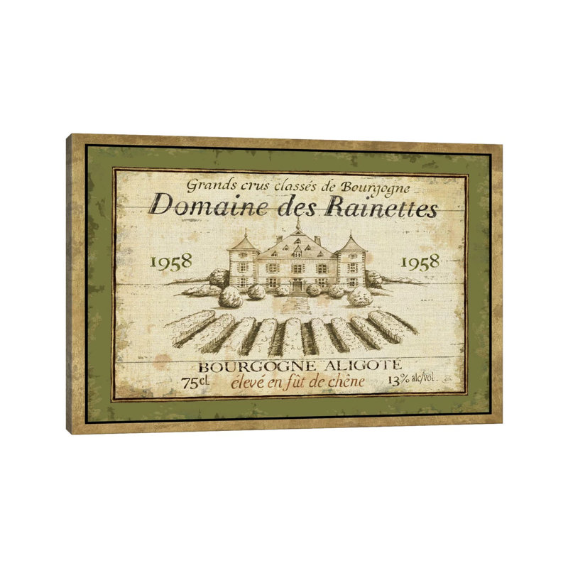 " French Wine Label III " by Daphne Brissonnet, Wrapped Canvas, 40" H x 60" W x 1.5" D
