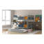 Lit double superposé au-dessus d'un lit double avec lit gigogne simple et échelle - gris