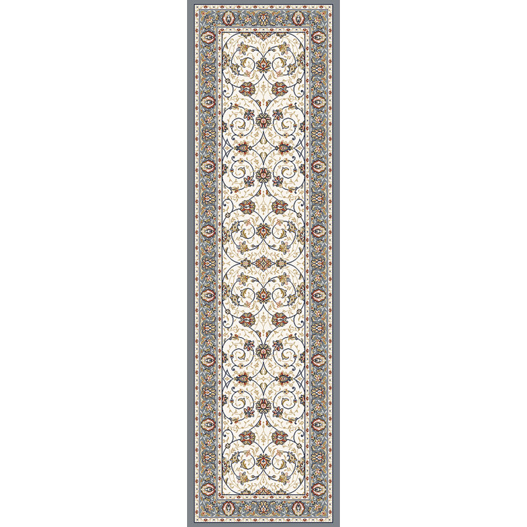 Tapis ivoire/bleu ciel floral Attell