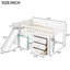 Lit mezzanine double pleine grandeur avec glissade, trois tiroirs de rangement et deux portes en bois massif - blanc, multifonctionnel, peu encombrant, sommeil facile à installer, structure stable, simple