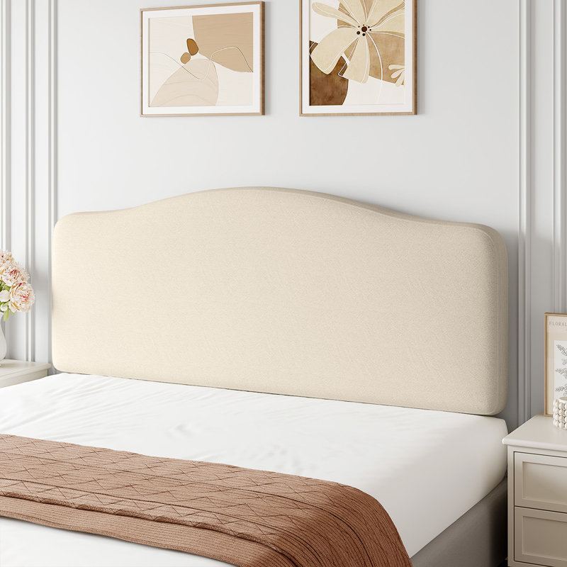 Tête de lit courbée rembourrée avec hauteur réglable et fixation facile à brancher, velours de serviette résistant aux égratignures