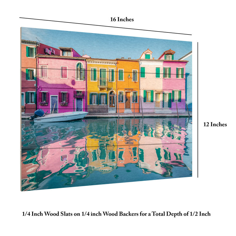 Stefan Hefele  Coloured Burano Wood Slat Art, 12" H x 16" W