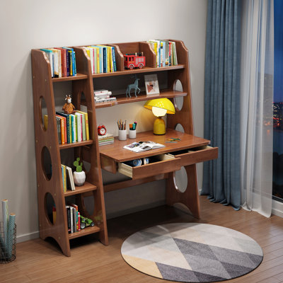Kids Desk Children Writing Study Desk with Bookshelf Drawer