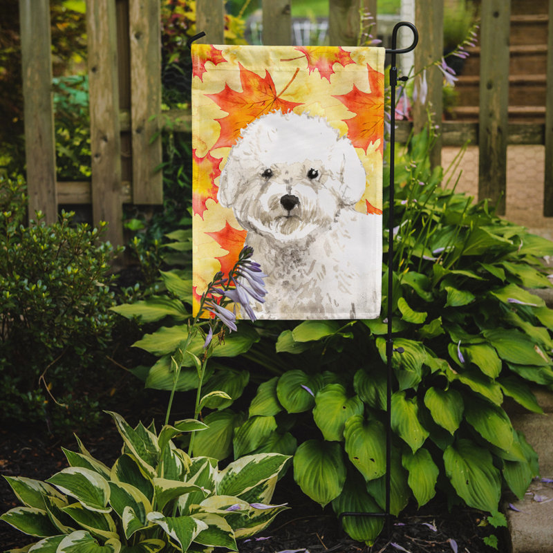 Automne 2 côtés en polyester 15 x 11 po drapeau de jardin, Bichon frisé crème