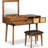 43.3" Makeup Vanity In Brown Wood, With Stool, Flip-Top Mirror And Three Drawers For A Neat Space Wood Brown, Organization-982440915