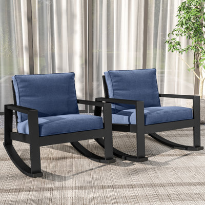 Chaise berçante d'extérieur avec coussins