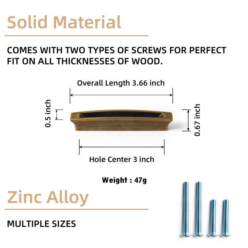 Rectangular Shaped Cabinet Pulls, 3"