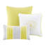 Grand édredon en coton gris / jaune taupe - Rembourrage de 3 magnifiques coussins brodés 15 po
