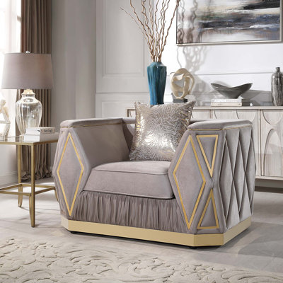Chaise d'appoint contemporaine à motif de losanges avec structure en bois