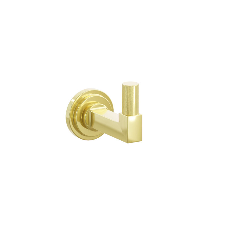 Emtek Select Single Hook w/ Step Disc Rosette, Square Stem & Knurled Tip, Unlacquered Brass