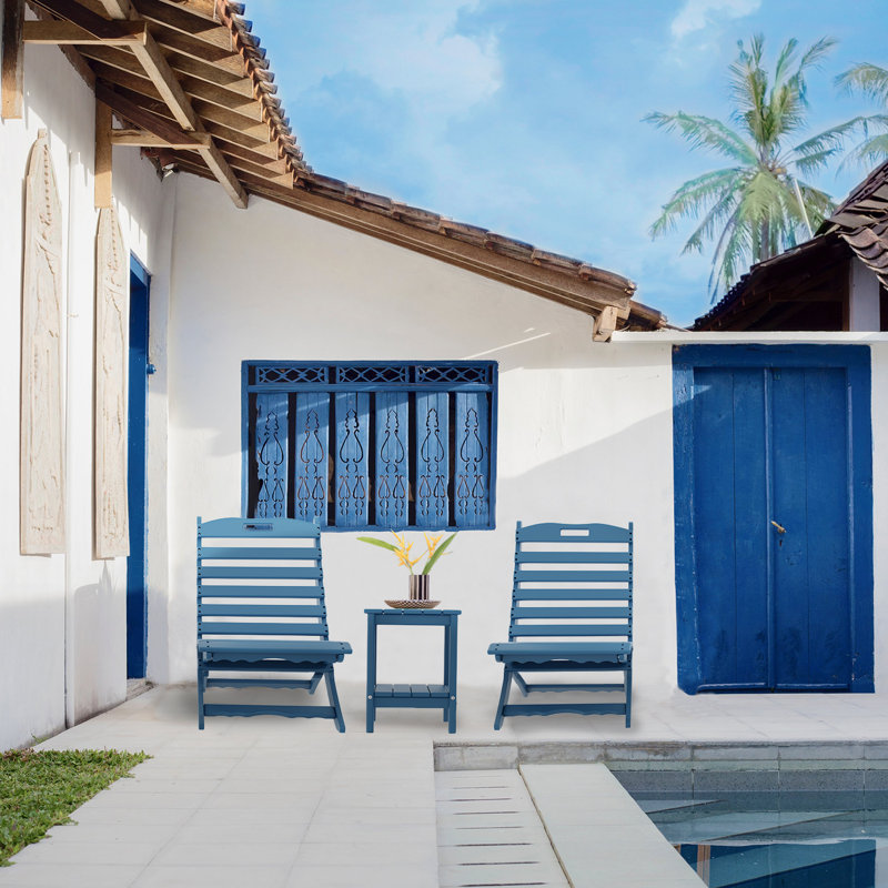 Alexeya Foldable Outdoor Adirondack Chair, Blue