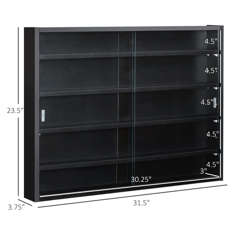 Multi-Tier Home Shelf Hanging Storage w/Clear Doors and Adjusted Shelves, Black