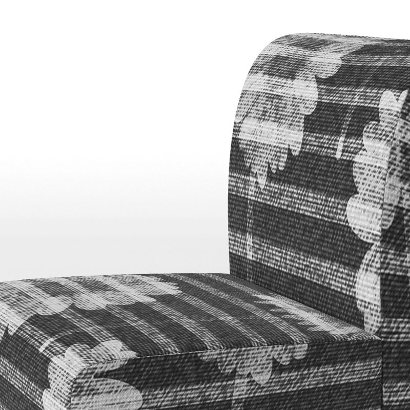 Fauteuil de chambre tapissier à motif de fleurs blanches à rayures