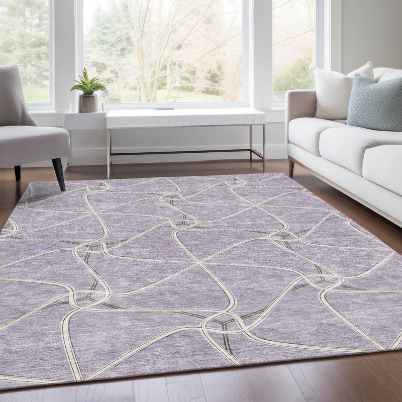 Tapis lavande Prisco lavable à la machine de qualité supérieure, Rectangle 9 pi x 12 pi