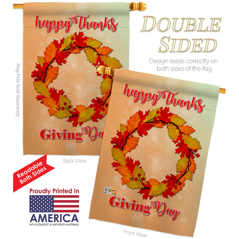Double Sided 40'' H x 28'' W Polyester Thanksgiving House Flag