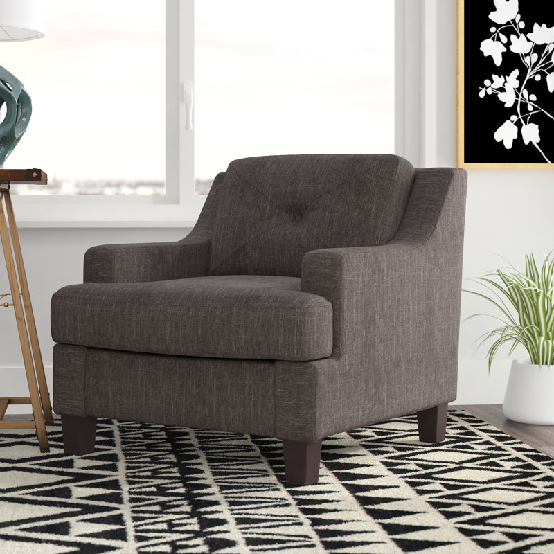 Jarvis Upholstered Armchair, Charcoal Dark Grey Linen