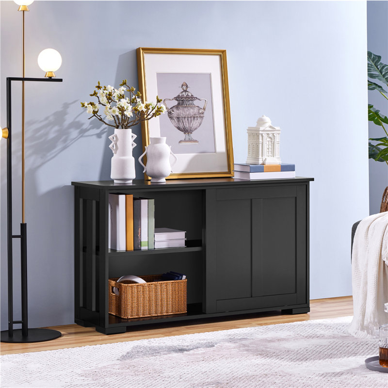 107cm Multifunctional Sideboard with Concealed Storage, Black