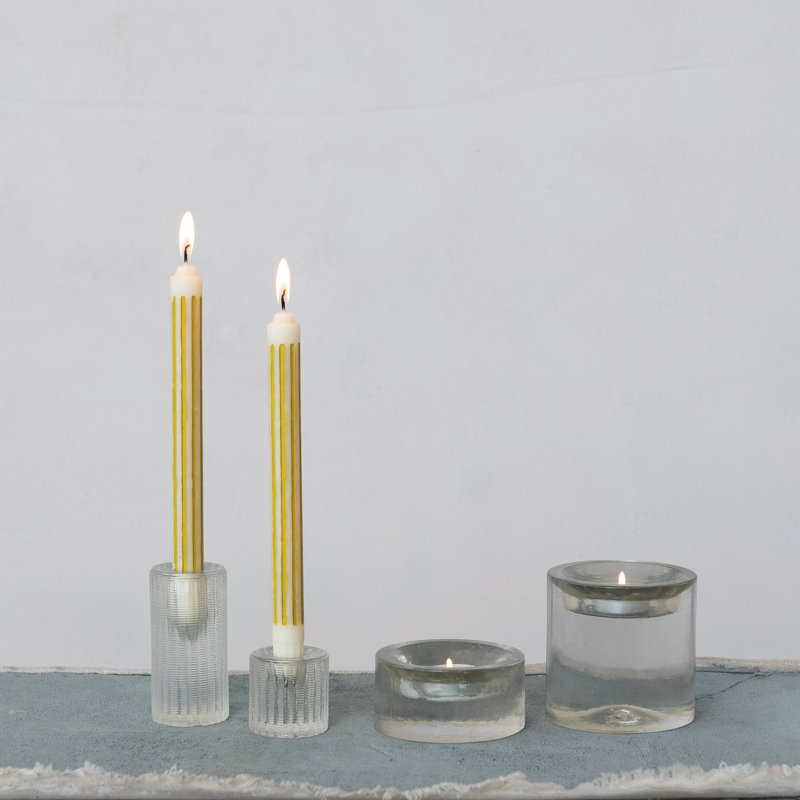 Porte-bougie en verre taillé