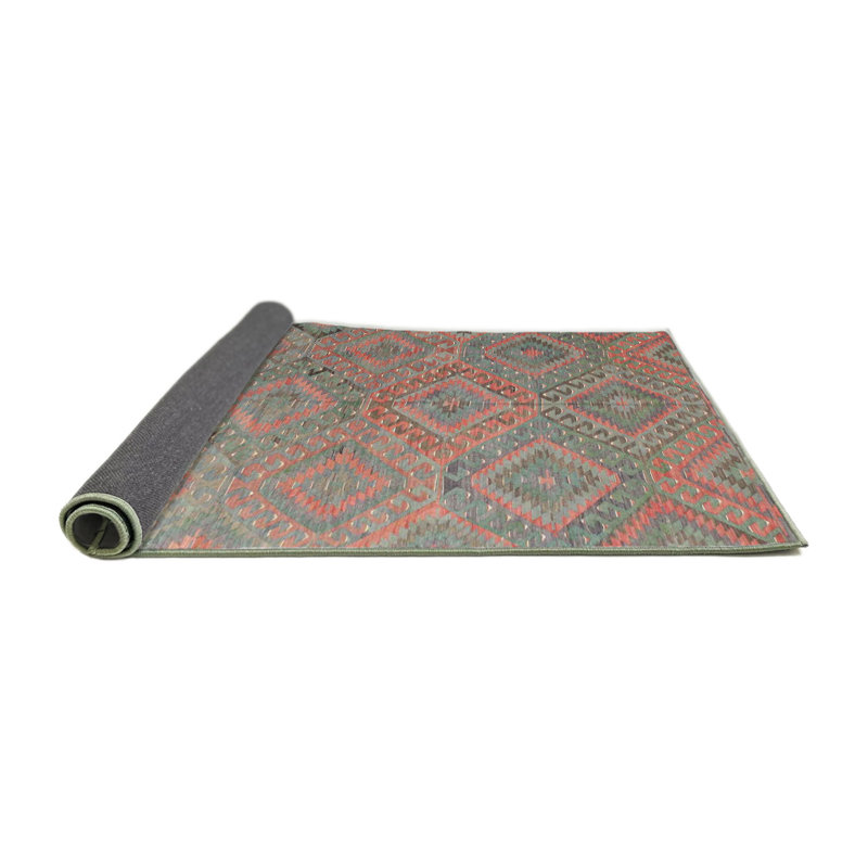 Tapis de zone vert/rouge contemporain, Rond 3 pi