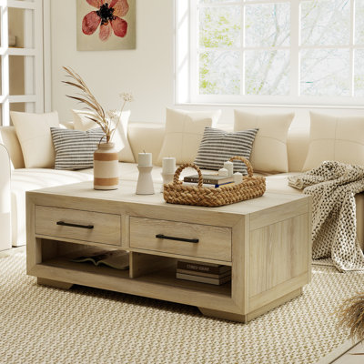 Coffee Table with 4 Storage Drawers and Open Shelf
