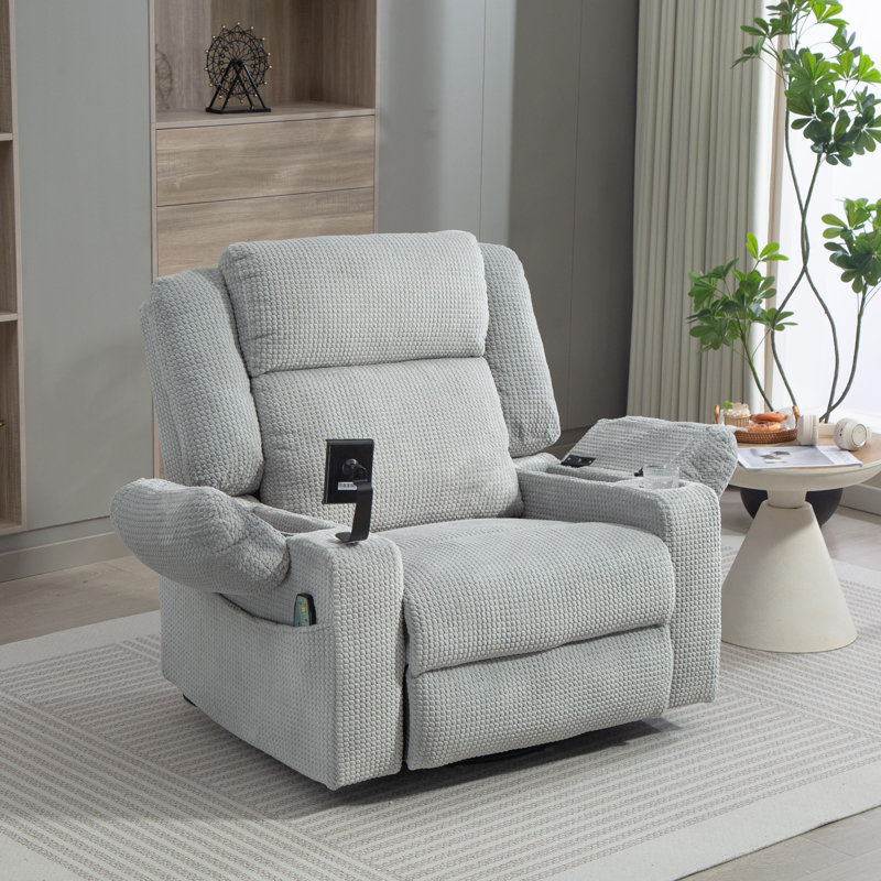 Oversized Dual Motor Power Swivel Rocker Recliner Chair with Adjustable Headrest for Adults, Glider Rocking Chairs with Vibration and Heat, USB Type C, Armrest Storage