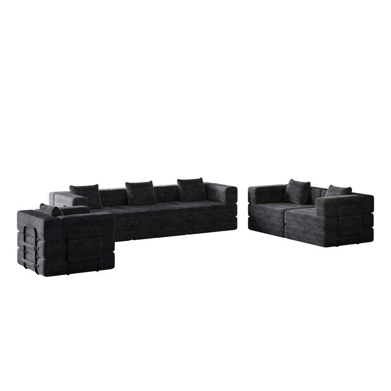 Folding Sofa Bed, Black Fabric