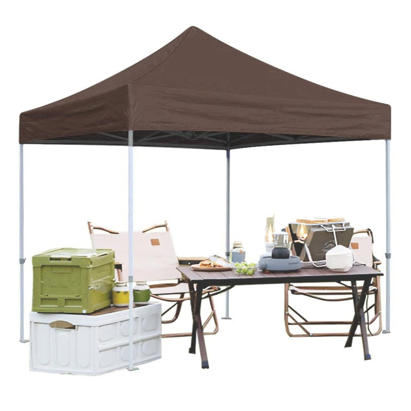 Amaziyah 96 Ft. W x 96 Ft. D Steel Pop-Up Canopy, Brown, 8ft x 8ft